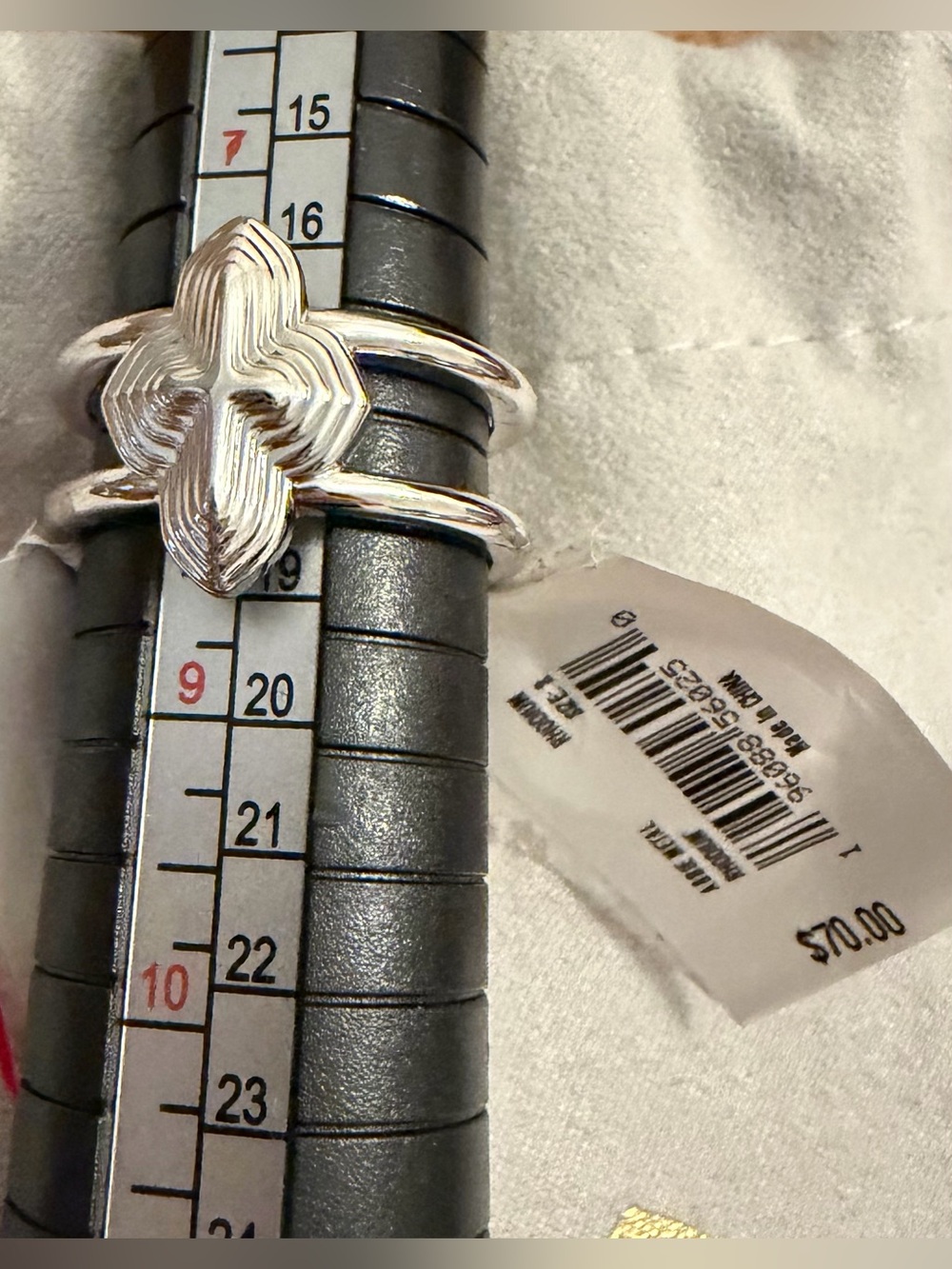 Kendra Scott Abbie Metal Rhodium Floral Double-Band Open Ring Size 8 NWT